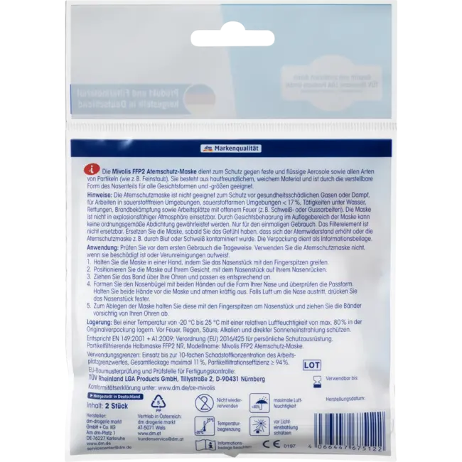 Mivolis FFP2 Ademhalingsbeschermingsmasker 2 St