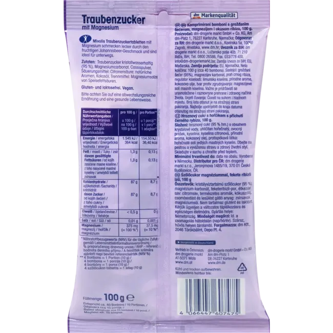 Mivolis Druivensuiker, Aalbes Met Magnesium 100 g