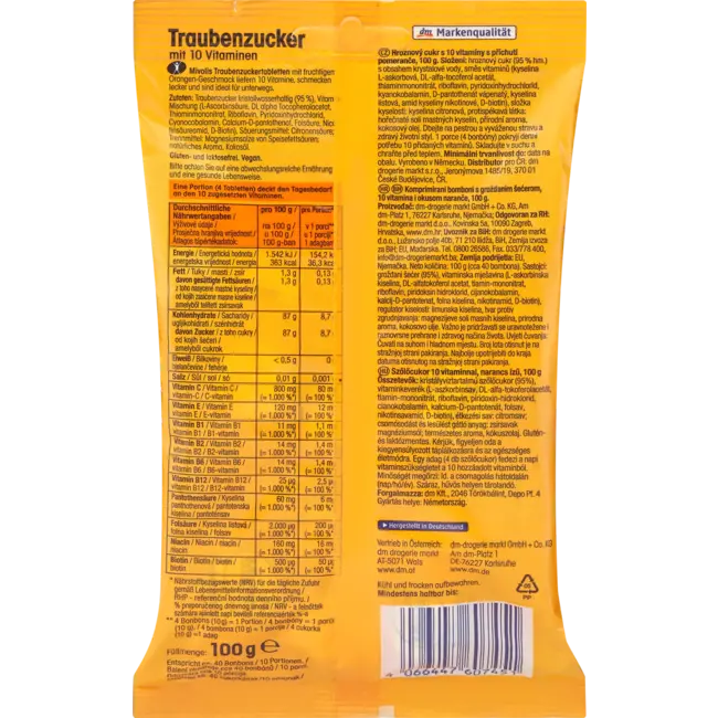 Mivolis Druivensuiker, Sinaasappel Met 10 Vitaminen 100 g