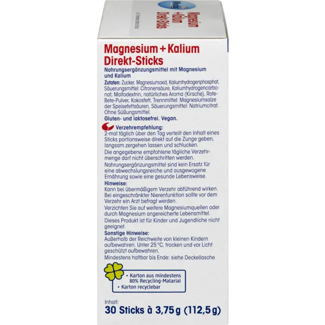 Mivolis Magnesium + Kalium Direct Sticks 30 St 112.5 g