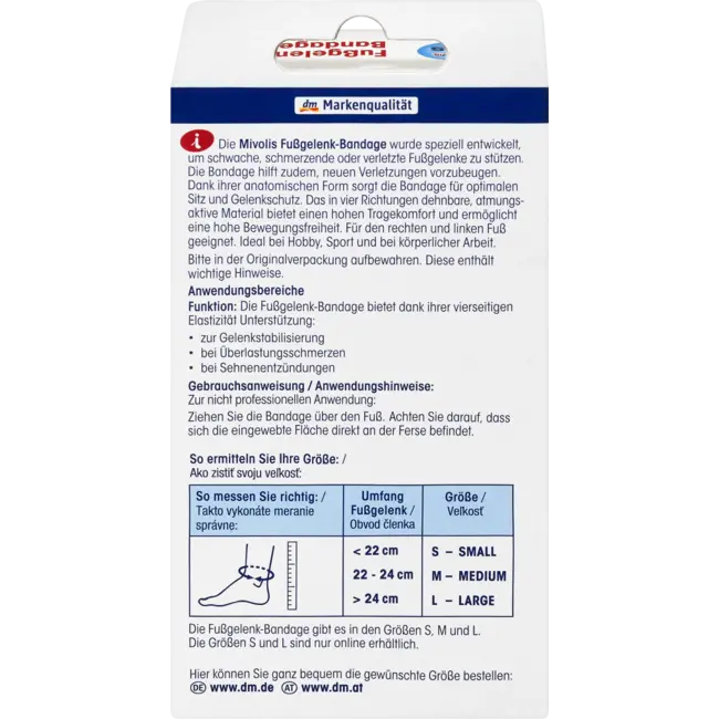 Mivolis Enkelgewrichtsbandage S 1 St