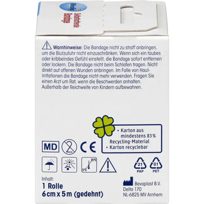 Mivolis Zelfklevende Bandage, 6 Cm X 5 M (uitgerekt), 1 Rol 1 St