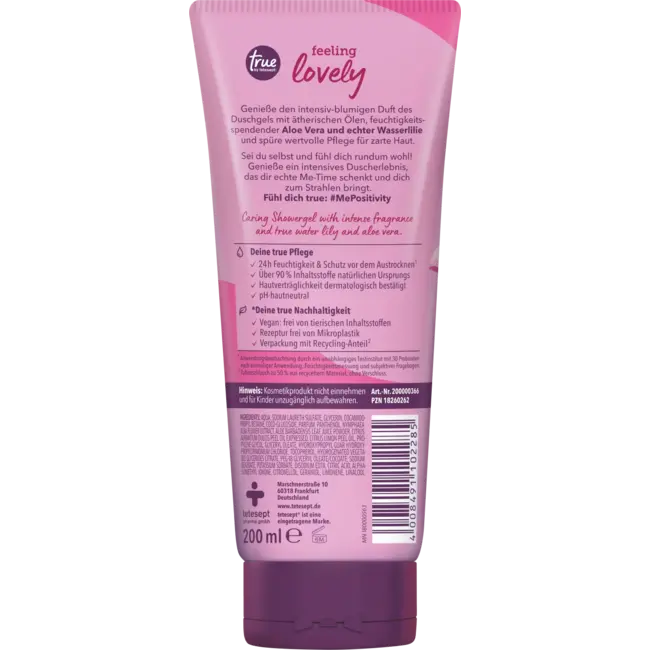 true by tetesept Duschgel Voelt Heerlijk, Wasserlilie & Aloë Vera 200 ml
