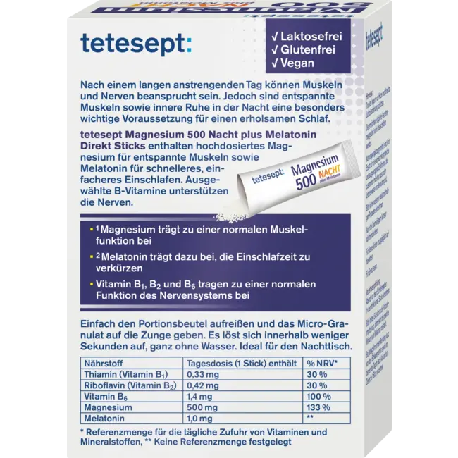tetesept Magnesium Nacht Plus Melatonine Directe Sticks 20 St 36 g