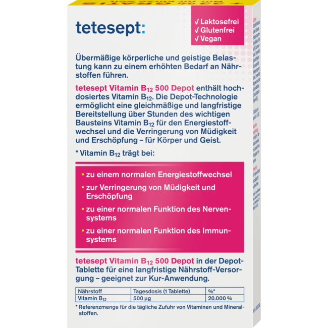 tetesept Vitamine B12 Depot 500µg Tabletten 40 St 8.3 g