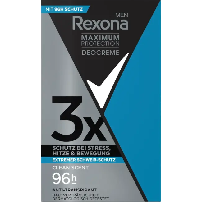 Rexona men Antitranspirant Deocreme Men Maximum Protection Clean Geur 45 ml