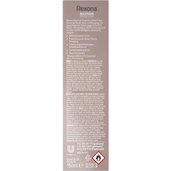 Rexona Antitranspirant Deospray Maximale bescherming Schoon Fris 150 ml