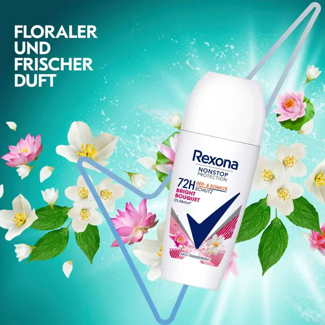 Rexona Anti-transpirant Deo Roll-on Non-stop bescherming Helder boeket 50 ml