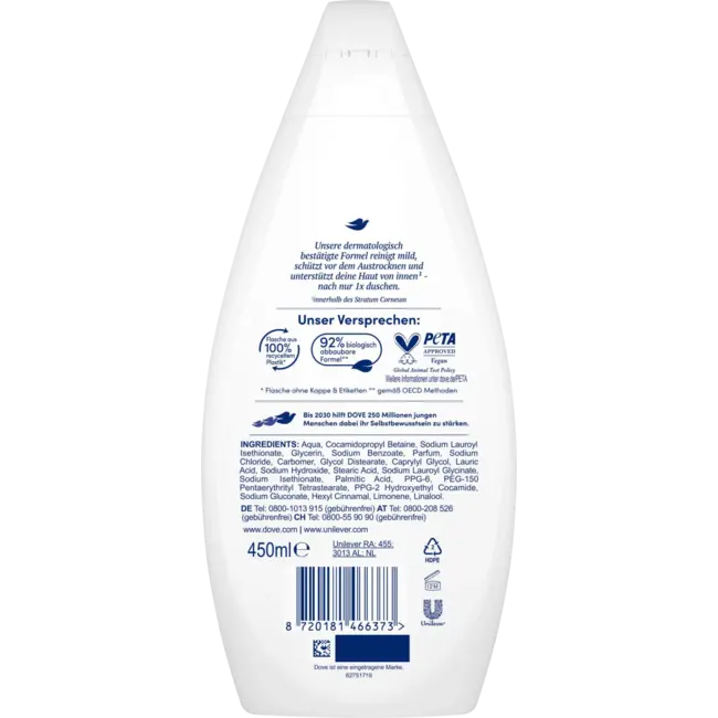 Dove Voedende douchehydraten 450 ml