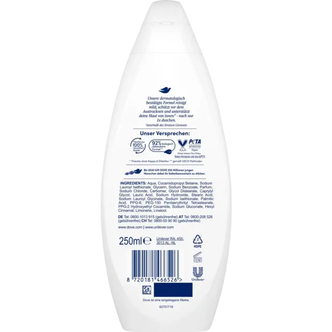 Dove Voedende douchehydraten 250 ml