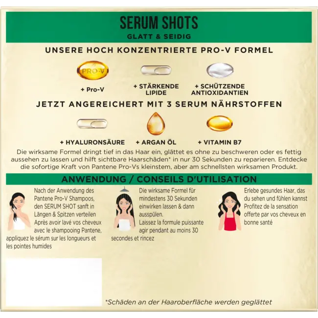 PANTENE PRO-V Haarbehandeling Rescue Shots Glad en zijdeachtig (3 x 15 ml) 45 ml