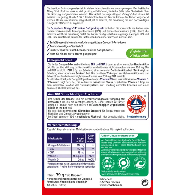 Schaebens Omega-3 Premium Visolie Capsules 70st