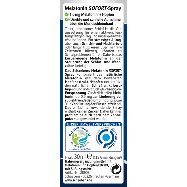 Schaebens Melatonine Sofort-spray 30 ml