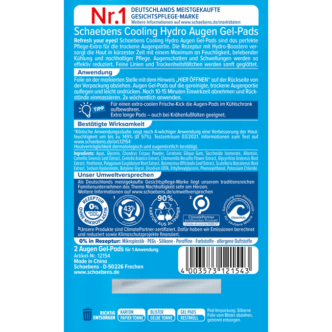 Schaebens Augenpads Cooling Hydro (1 Paar) 2 St