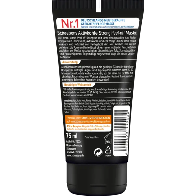 Schaebens Gezichtsmasker Peel Off Actieve Kool Strong 75 ml