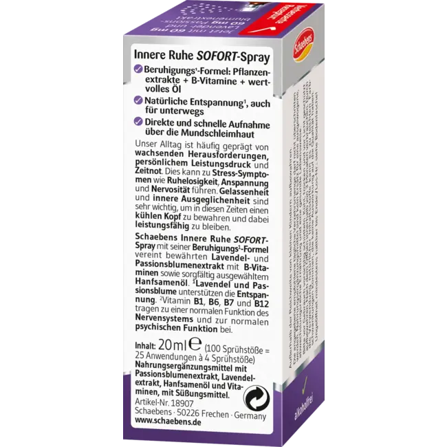 Schaebens Innerlijke Rust Instant Spray 20 ml