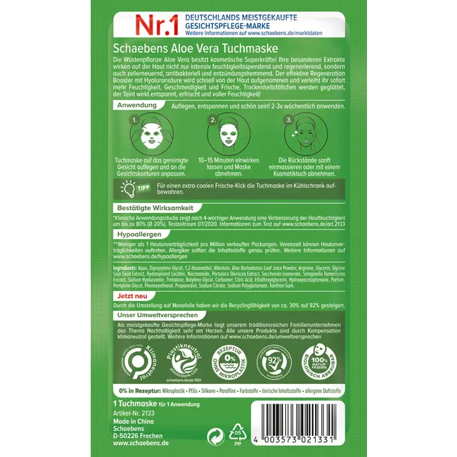 Schaebens Sheetmask Aloë Vera 1 St
