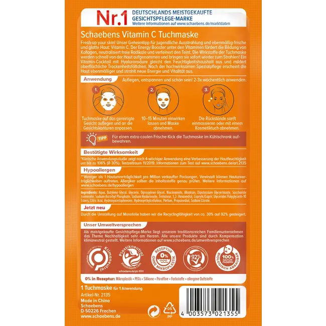 Schaebens Doekmasker Vitamine C 1 St