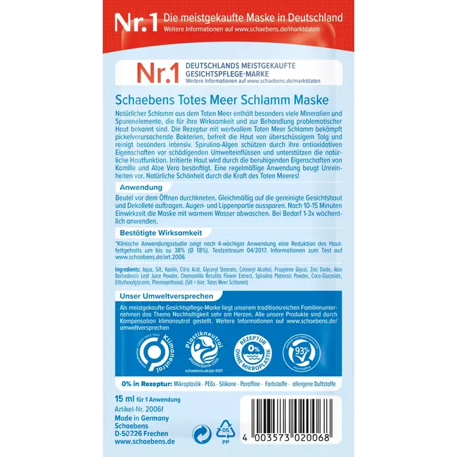 Schaebens Mondkapjes Dode Zee (10st x 15 ml) 150 ml