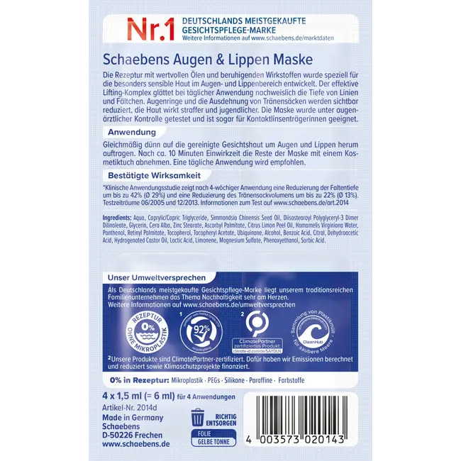 Schaebens Masker Ogen & Lippen 6 ml