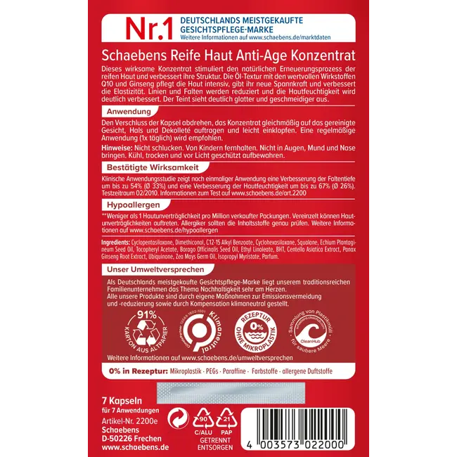 Schaebens Anti Age Concentraat Rijpe Huid 7 St