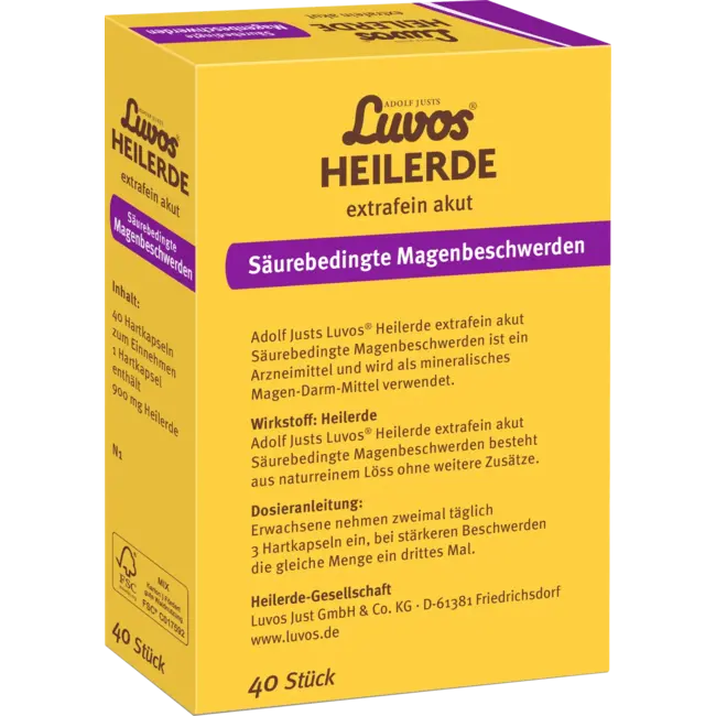 Luvos Heilerde Genezende Klei Capsules Extra Fijn Acuut Maagzuur 40 St