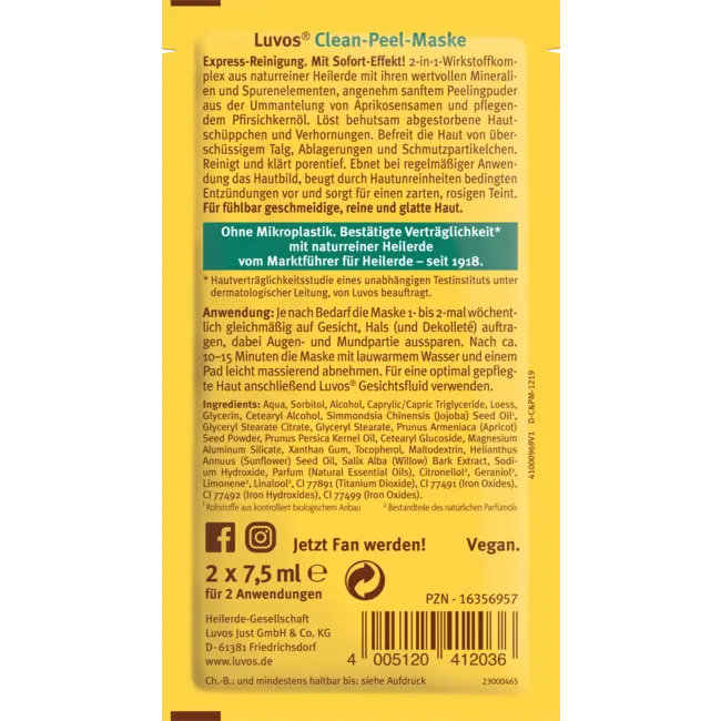Luvos Heilerde Gezichtsmaskers helende klei Clean-Peel 15 ml