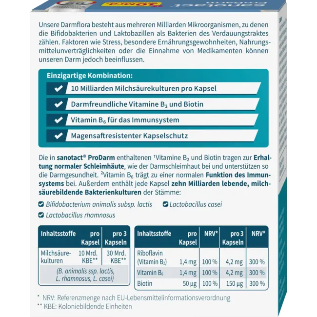 sanotact Prodarm + Melkzuurculturen Capsules 20 St. 8 g