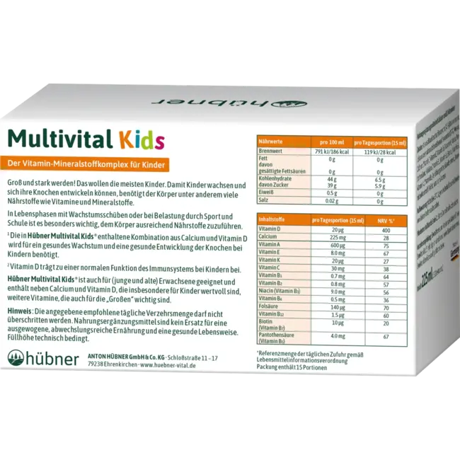 Hübner Multivital Kids Direktsticks 15 St 225 ml