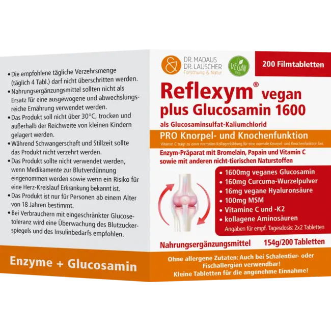Madaus & Lauscher Reflexym Vegan Plus Glucosamine 1600 200 St