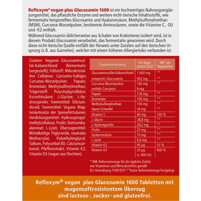 Madaus & Lauscher Reflexym Vegan Plus Glucosamine 1600 200 St