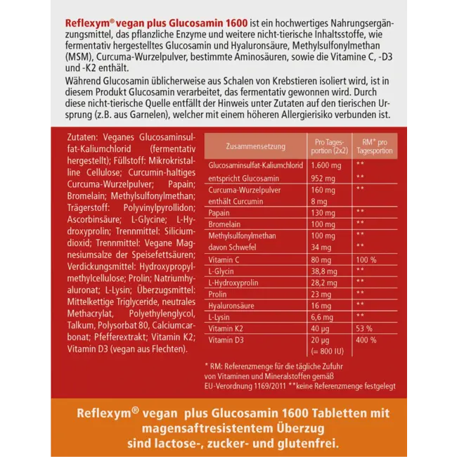 Madaus & Lauscher Reflexym Vegan Plus Glucosamine 1600 80 St