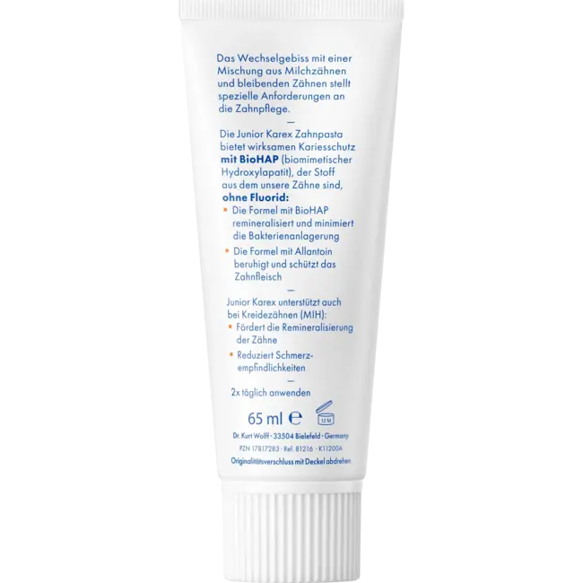 KAREX Tandpasta Kids Junior, Fluoridevrij Vanaf 6 Jaar 65 ml