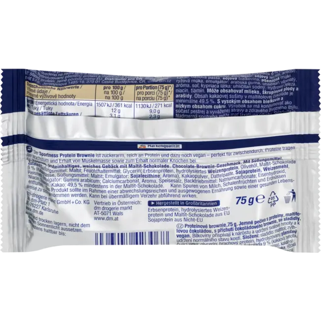 Sportness Proteïne Brownie, Chocolade Brownie Geschmack, Vegan 75 g