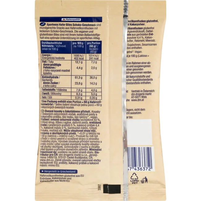 Sportness Eiwithaver Bites, Chocoladesmaak 60 g