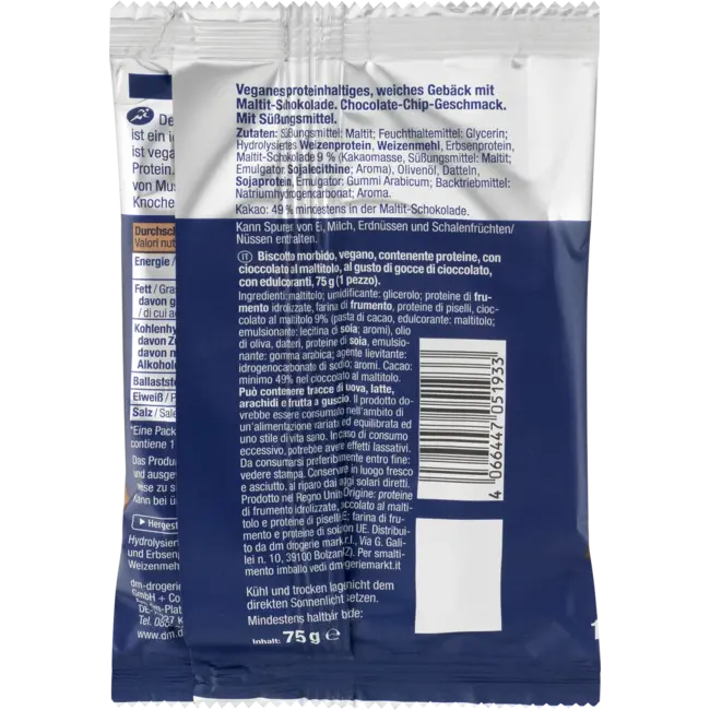 Sportness Protein Cookie, Half Baked, Chocolate Chip Geschmack, Vegan 75 g