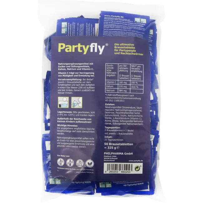 Partyfly  Elektrolyt Vitamine C Complex Bruistabletten 50 St. 325 g