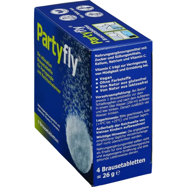 Partyfly  Elektrolyt Vitamine C Complex Bruistabletten 4 St 26 g