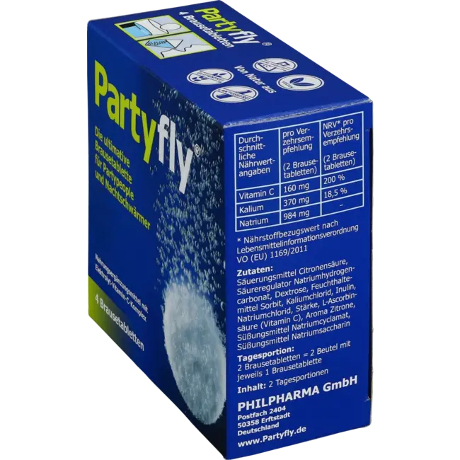 Partyfly  Elektrolyt Vitamine C Complex Bruistabletten 4 St 26 g