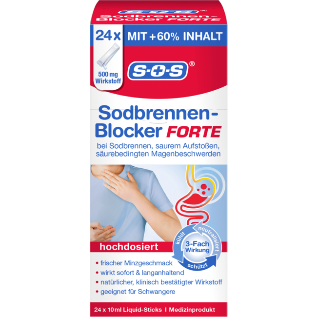 SOS SOS Brandend Maagzuur Blocker Forte 24 St 240 ml