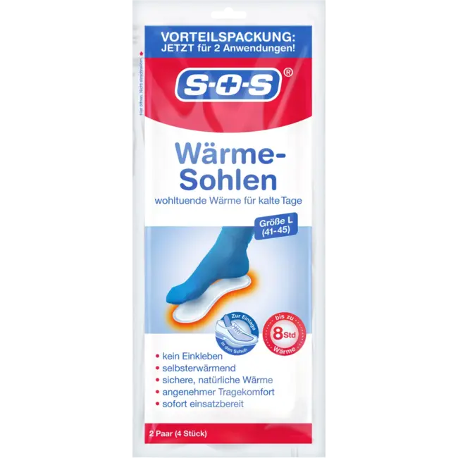 SOS Inlegzolen Warmte Maat 41-45 (2 Paar) 4 St