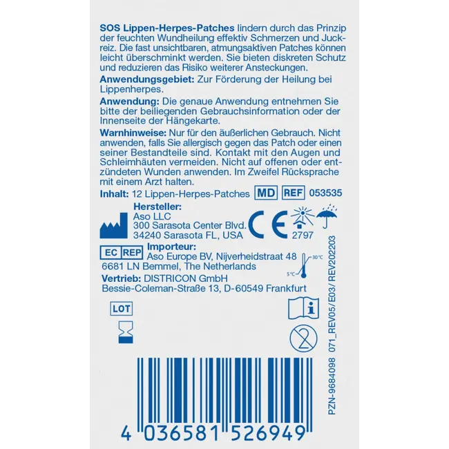 SOS Lippenherpes Patch 12 St
