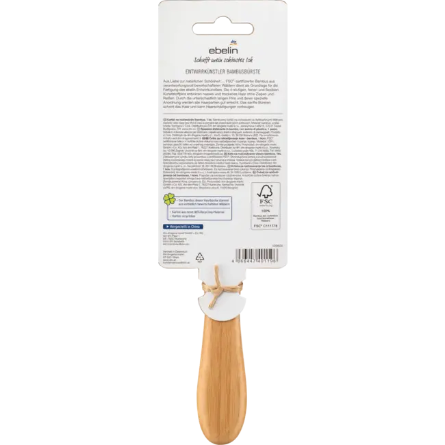 ebelin Ontwarrende Borstel Bamboe Met Handvat 1 St