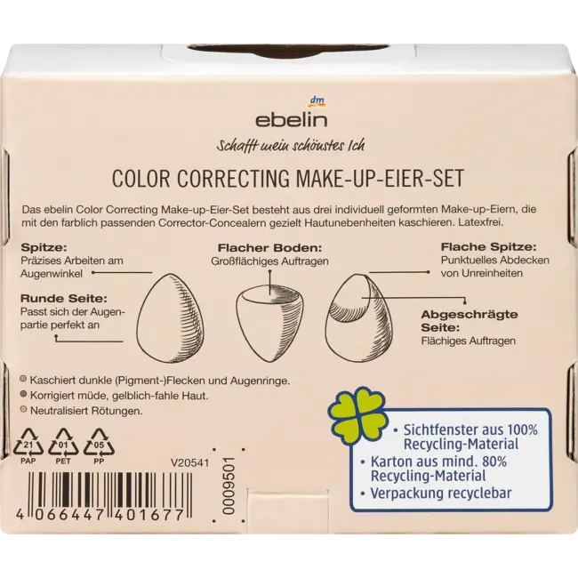 ebelin Kleurcorrigerende Make-up Eier-set 3 St