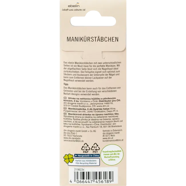 ebelin Manicurstokjes Met Vijlpunt 6 St