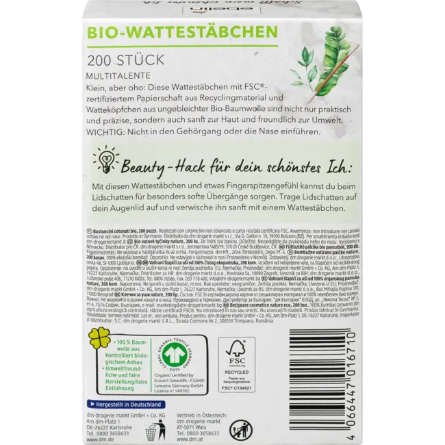 ebelin Wattenstaafjes Gerecycled Bio Gots-gecertificeerd 200 St