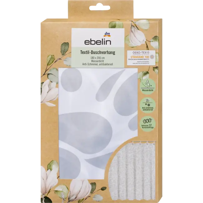 ebelin Textiel Douchegordijn Wit-grijs 1 St