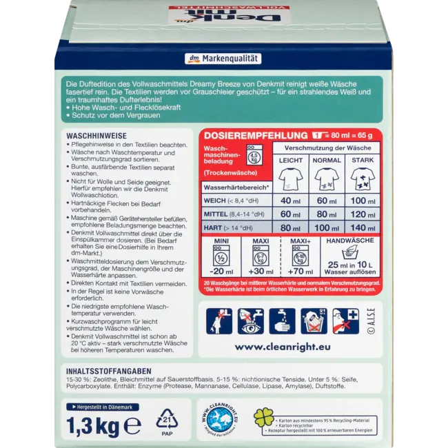 Denkmit Massief Wasmiddel Poeder Dreamy Breeze 20 Wl