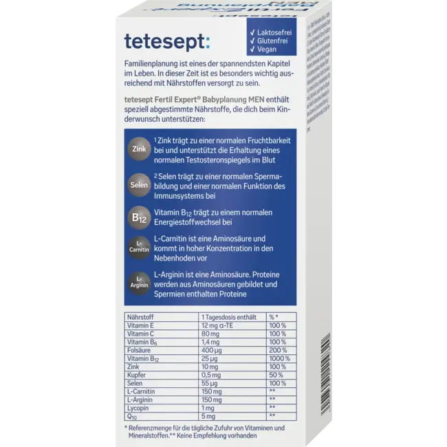 tetesept Fertil Expert Babyplanning MEN Tabletten 84 Stuks 92.4 g