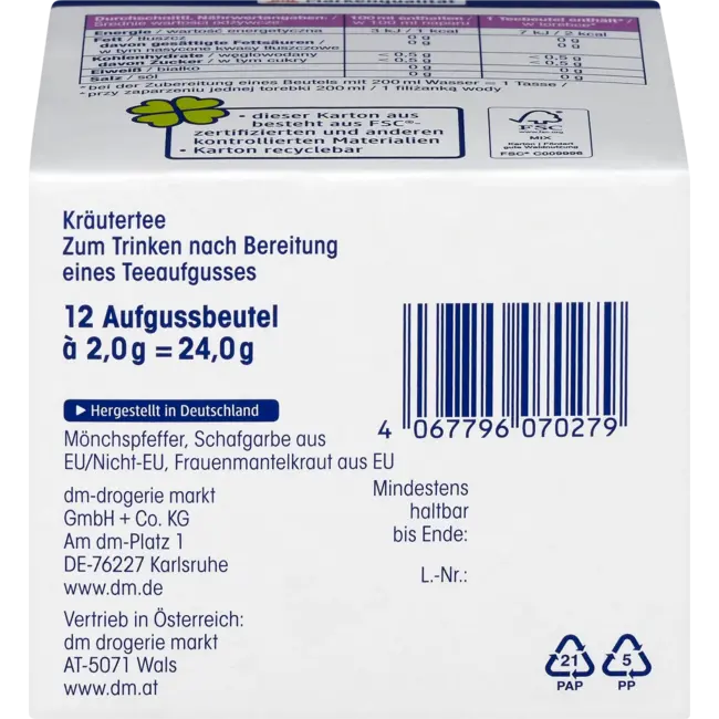 Mivolis Kruidenthee, Vrouwenthee (12 Zakjes) 24 g